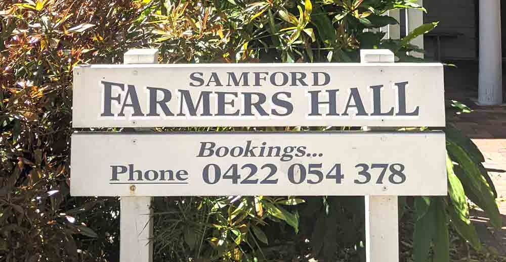 Samford Farmers Hall Bookings Hotline